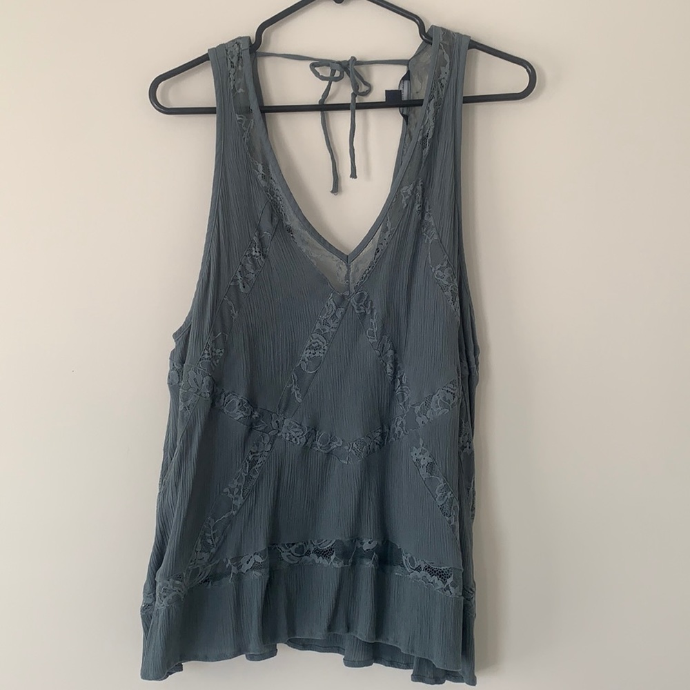 American Eagle Green Lace Tank Top